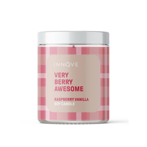 Candle - Very Berry Awesome Soy Candle - Raspberry Vanilla Fragrance CVBA