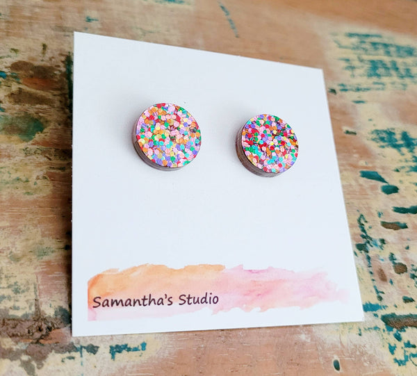 Earrings - Confetti delight Acrylic Round stud earrings SSE