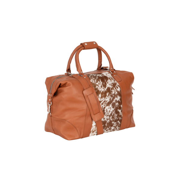 Greenwood Leather - Outback Hair-On Duffle – Tan Leather & Cowhide Travel Bag GLC