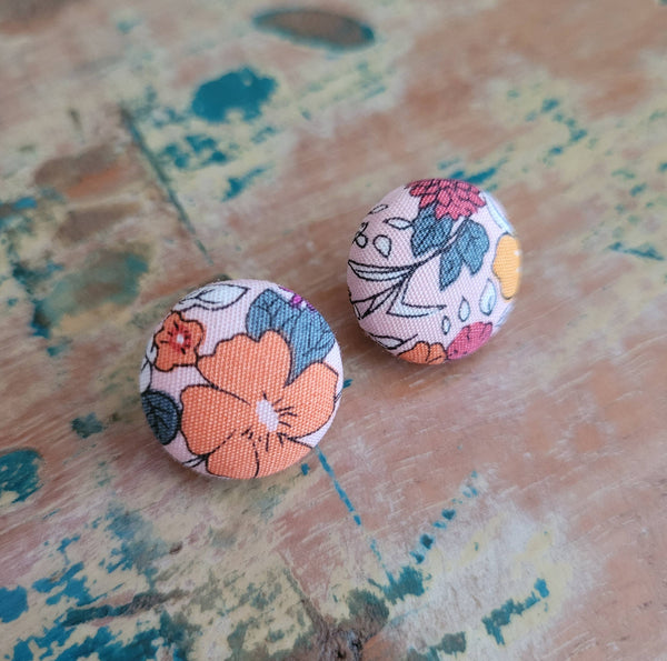 Earrings - Spring Floral Button stud earrings, flower earrings SSFB