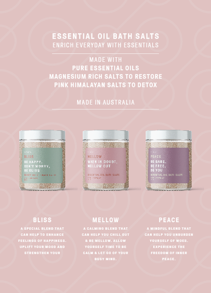 Mellow Essential Oil Bath Salts 250g MEON