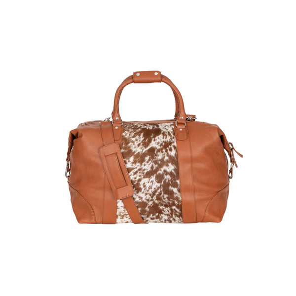 Greenwood Leather - Outback Hair-On Duffle – Tan Leather & Cowhide Travel Bag GLC