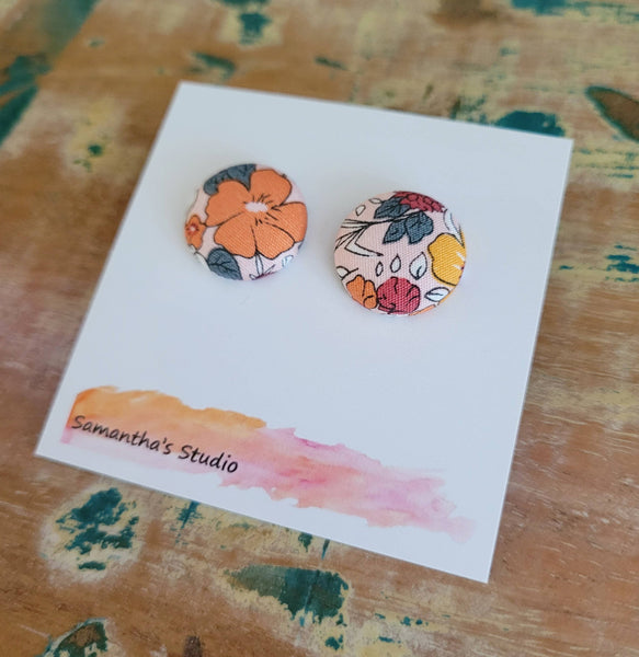Earrings - Spring Floral Button stud earrings, flower earrings SSFB