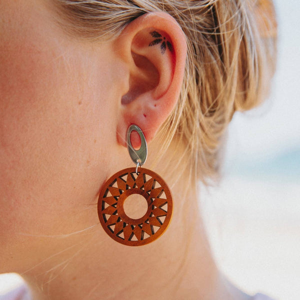 Earrings - Timber Sun Pendant Drops | Statement Earrings SBT