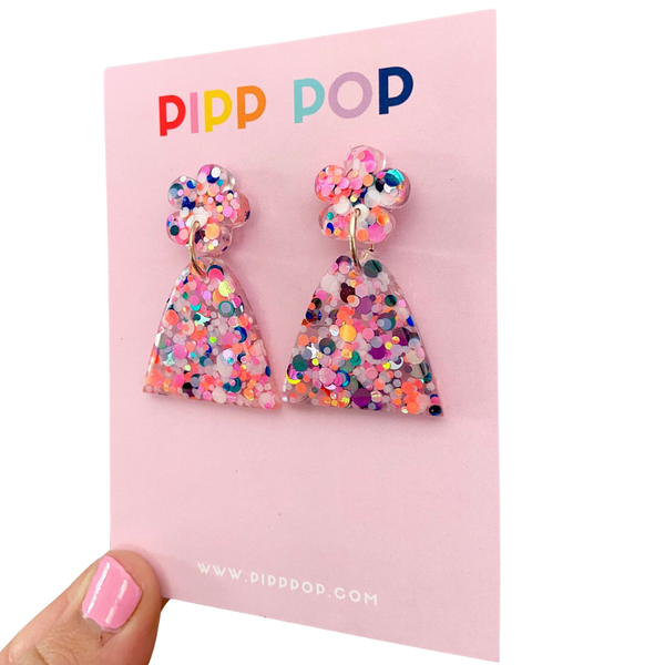 Earrings - Evie Glitter Dangles - Confetti PPEG