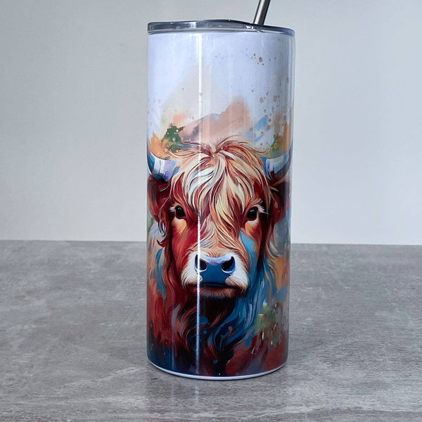 Highland Cow 16oz Skinny Stainless Steel Tumbler