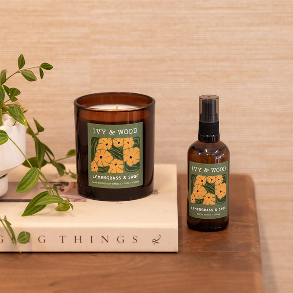 IVY & WOOD Lemongrass & Sage Scented Candle WLS
