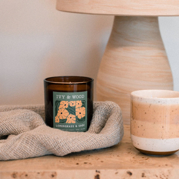 IVY & WOOD Lemongrass & Sage Scented Candle WLS