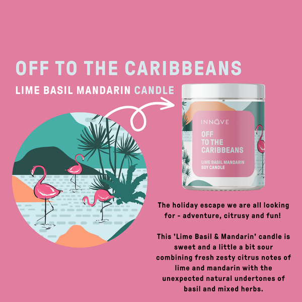 Candle - Off To The Caribbeans Soy Candle - Lime Basil Mandarin CLBM
