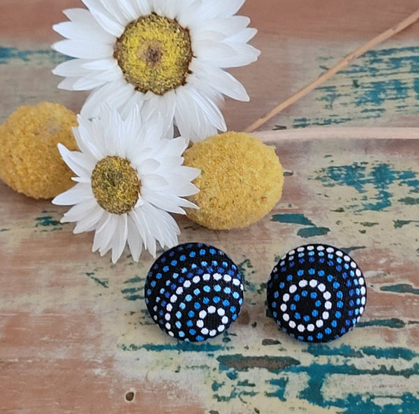 Earrings - Indigenous Australia Button stud earrings, Australian SSIB