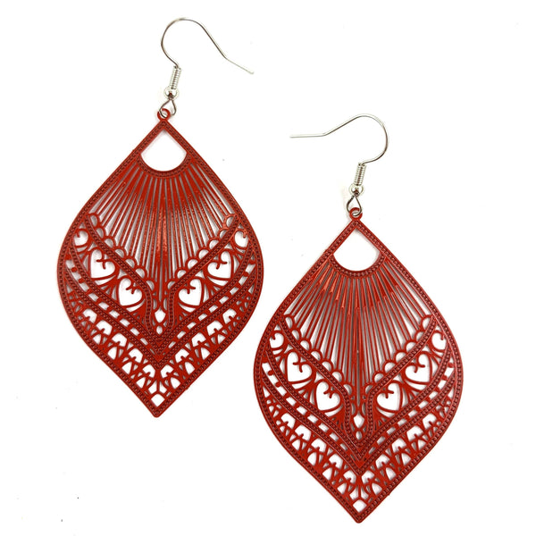 Earrings - Intricate Filigree Fan Shaped Drop Earrings |Fashion Earring SBFF