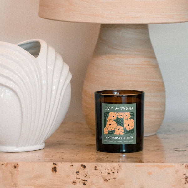 IVY & WOOD Lemongrass & Sage Scented Candle WLS