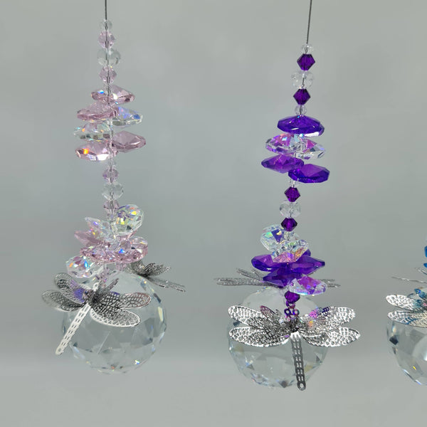 Dragonfly Suncatcher filigree gift, large 40mm crystal ball CDB