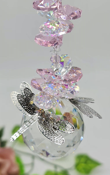 Dragonfly Suncatcher filigree gift, large 40mm crystal ball CDB