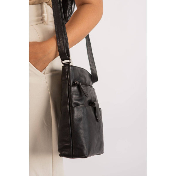 Greenwood Leather shoulder Bag Black - GWBL