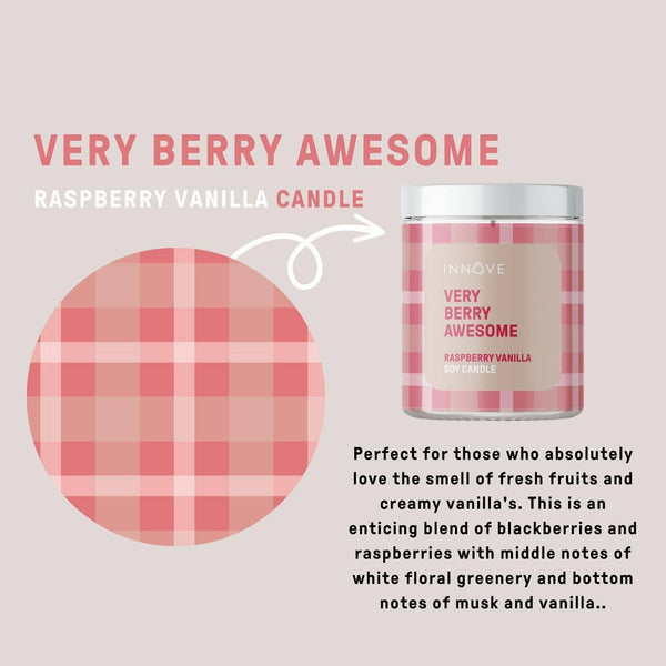 Candle - Very Berry Awesome Soy Candle - Raspberry Vanilla Fragrance CVBA