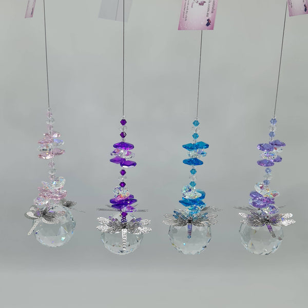 Dragonfly Suncatcher filigree gift, large 40mm crystal ball CDB