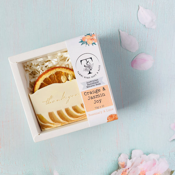 Soap - Australian-made Artisan Natural Soap - Orange & Jasmin Joy SOJ
