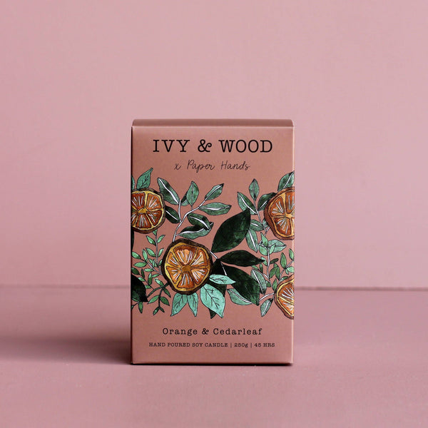 IVY & WOOD: Orange & Cedarleaf Scented Candle WOC