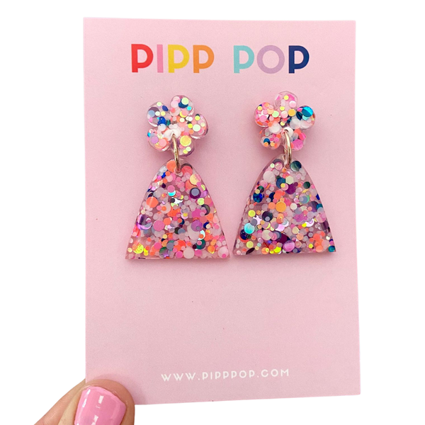 Earrings - Evie Glitter Dangles - Confetti PPEG
