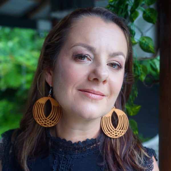 EARRINGS - Round Timber Earrings | Lightweight Statement Drops Earrings SBR