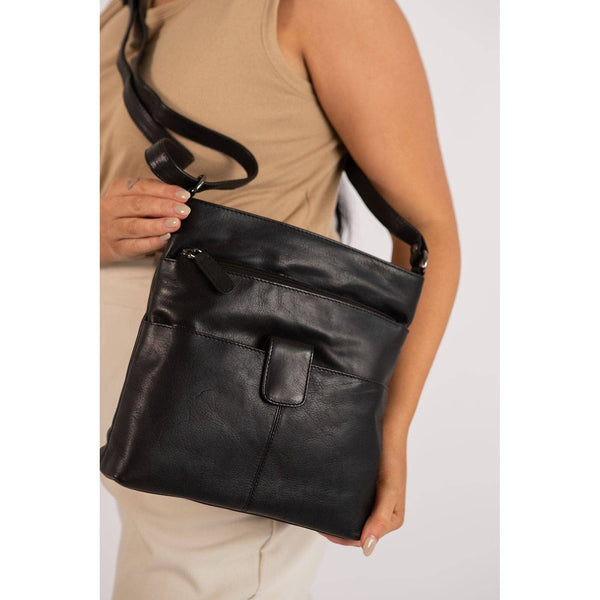 Greenwood Leather shoulder Bag Black - GWBL