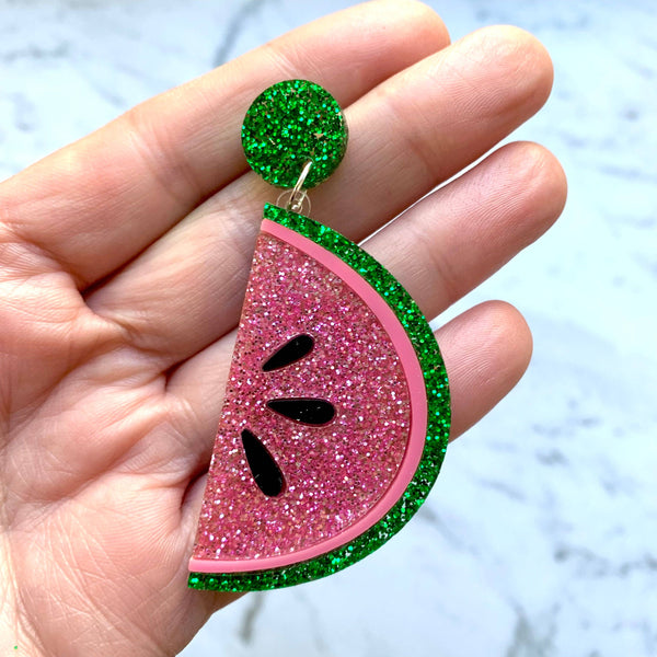 Earrings- Glitter Watermelon Earrings GWE .