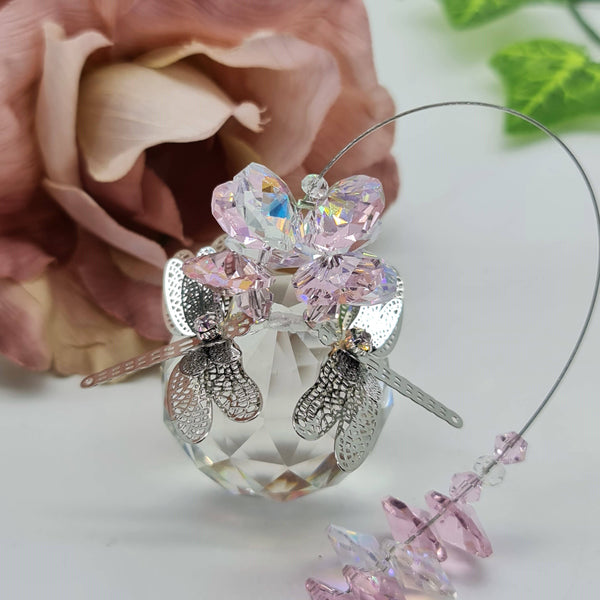 Dragonfly Suncatcher filigree gift, large 40mm crystal ball CDB