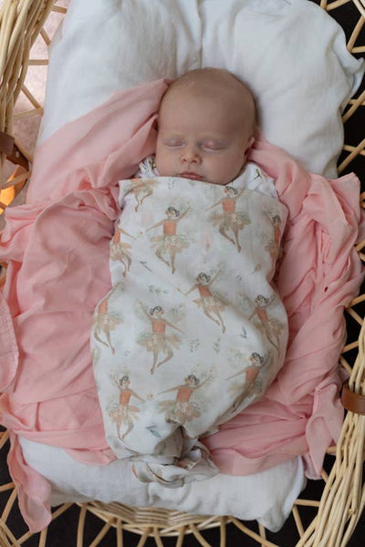 Fairy Muslin Wrap & Dusty Pink Pram Clips Set FSW