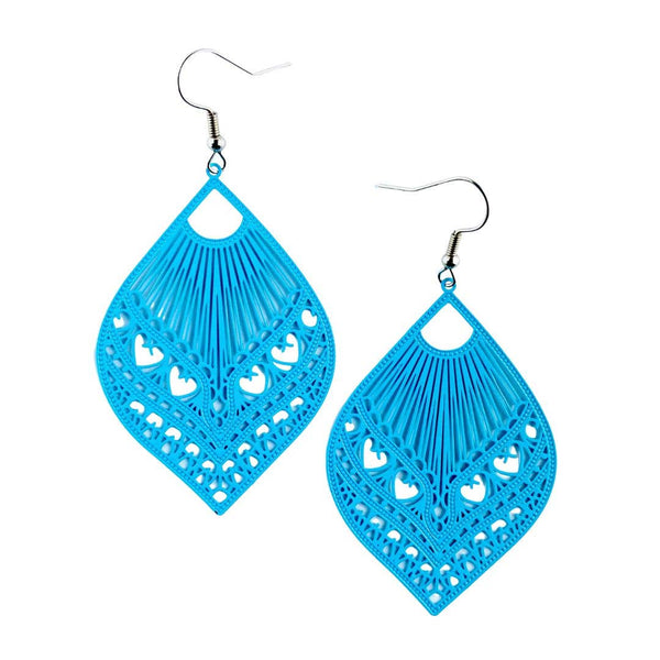 Earrings - Intricate Filigree Fan Shaped Drop Earrings |Fashion Earring SBFF