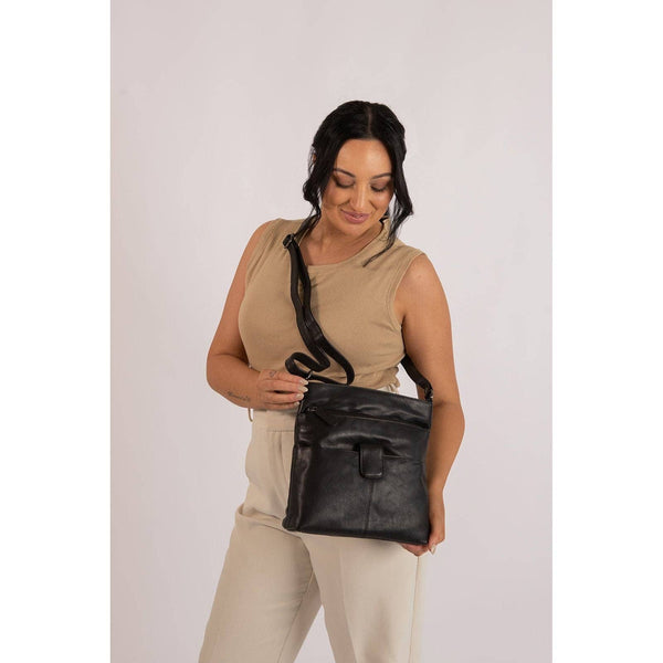 Greenwood Leather shoulder Bag Black - GWBL