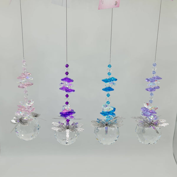 Dragonfly Suncatcher filigree gift, large 40mm crystal ball CDB