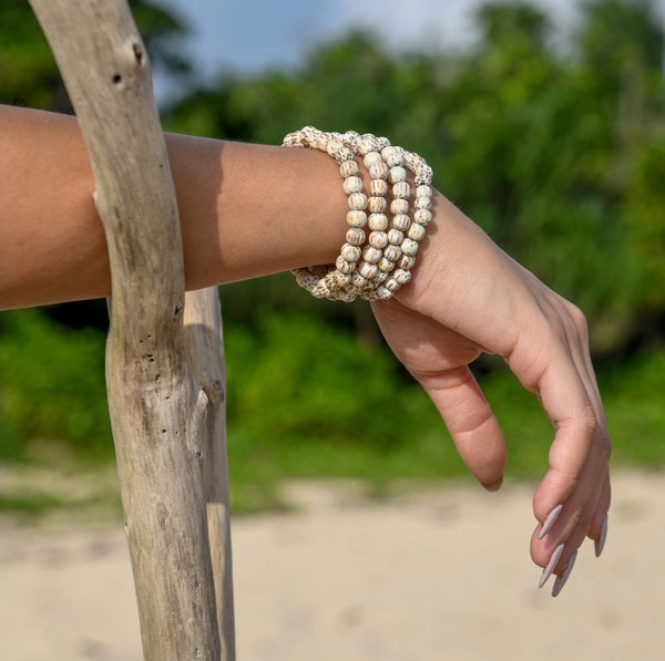 Bracelet -  White Coconut Palmwood Bella 5 Strand Wooden Bracelet Cluster BWC ...