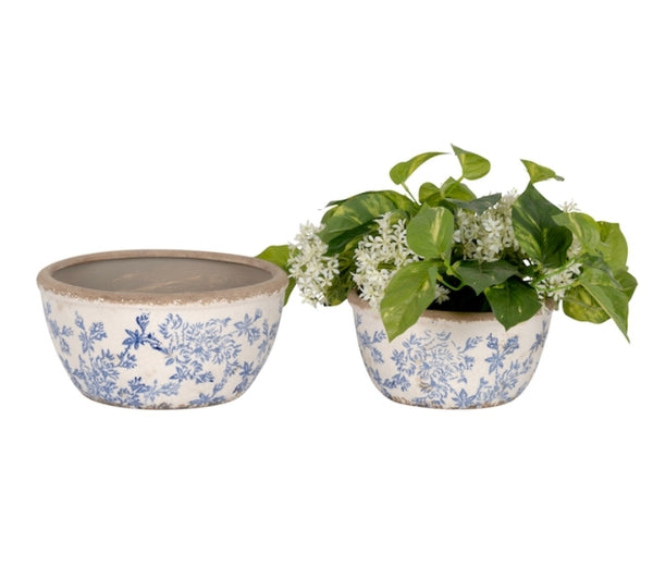 REDUCED Pots - Antique Blue Shallow Assorted Sizes