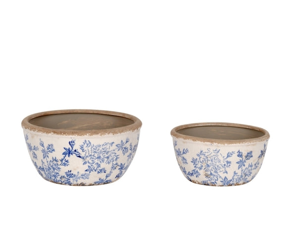 REDUCED Pots - Antique Blue Shallow Assorted Sizes