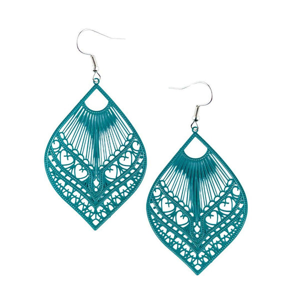 Earrings - Intricate Filigree Fan Shaped Drop Earrings |Fashion Earring SBFF