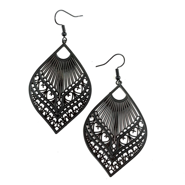 Earrings - Intricate Filigree Fan Shaped Drop Earrings |Fashion Earring SBFF