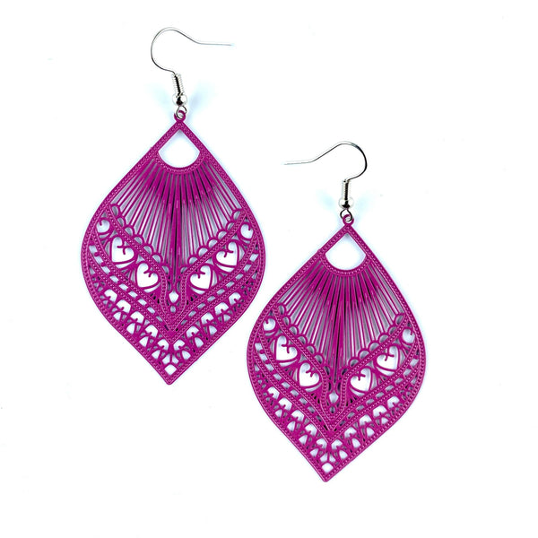 Earrings - Intricate Filigree Fan Shaped Drop Earrings |Fashion Earring SBFF