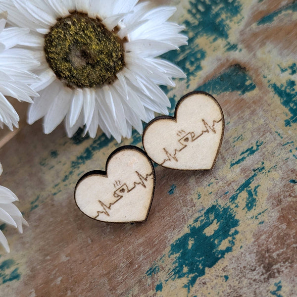 Earrings - Coffee is my lifeline wooden earrings SSC