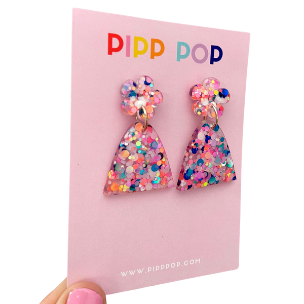 Earrings - Evie Glitter Dangles - Confetti PPEG