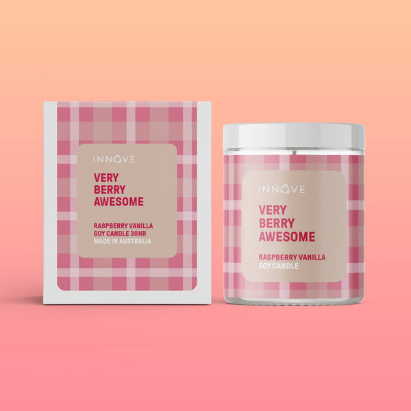 Candle - Very Berry Awesome Soy Candle - Raspberry Vanilla Fragrance CVBA