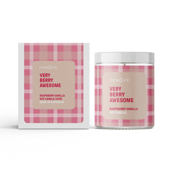 Candle - Very Berry Awesome Soy Candle - Raspberry Vanilla Fragrance CVBA