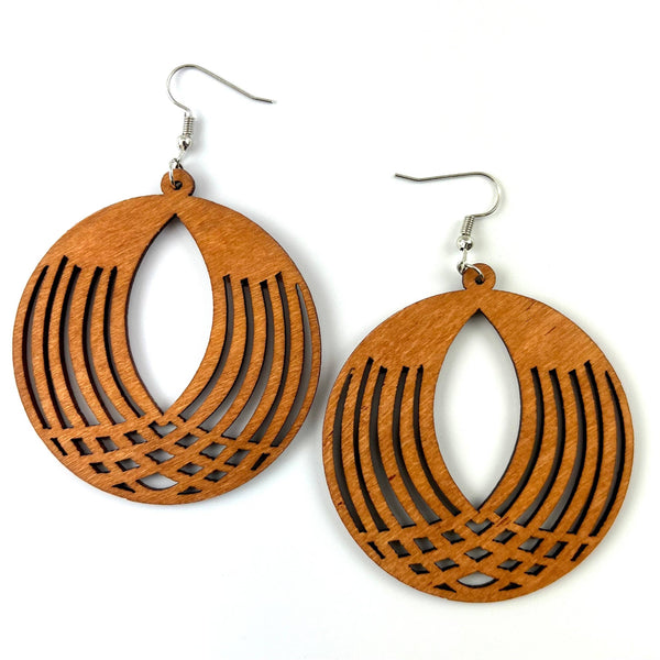 EARRINGS - Round Timber Earrings | Lightweight Statement Drops Earrings SBR