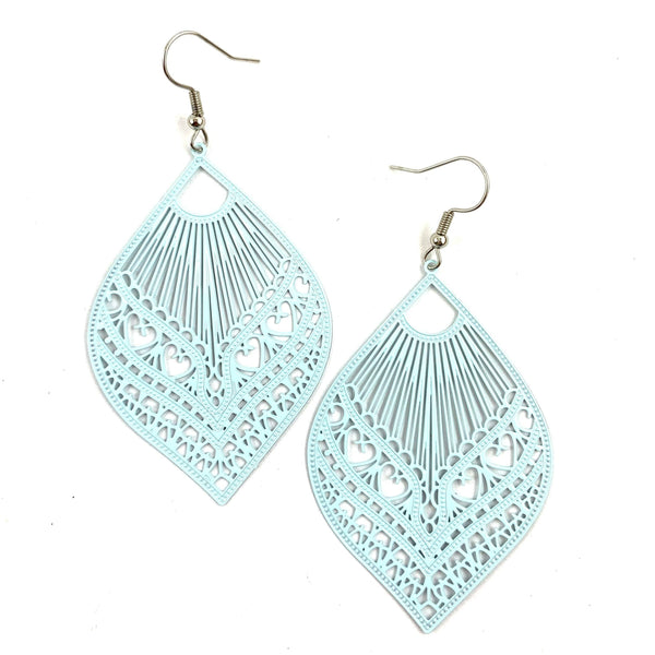 Earrings - Intricate Filigree Fan Shaped Drop Earrings |Fashion Earring SBFF