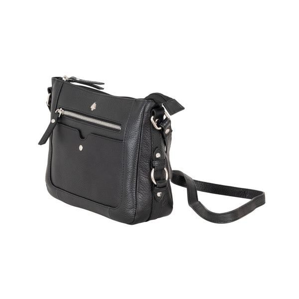 Greenwood Leather - Harper Compact Leather Crossbody Bag – Classic Black GLB