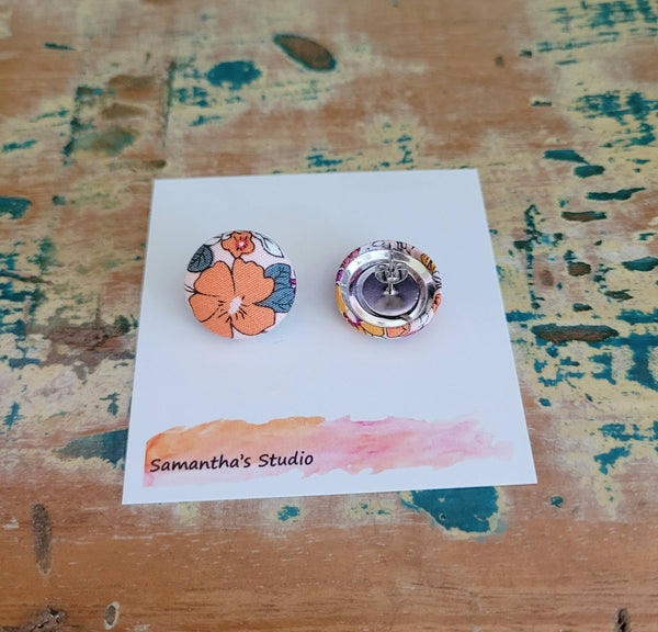 Earrings - Spring Floral Button stud earrings, flower earrings SSFB