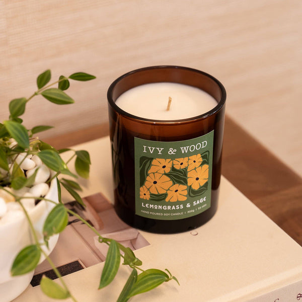 IVY & WOOD Lemongrass & Sage Scented Candle WLS