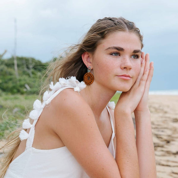 Earrings - Timber Sun Pendant Drops | Statement Earrings SBT