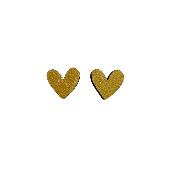 Earrings - Wooden Heart Studs PPWH