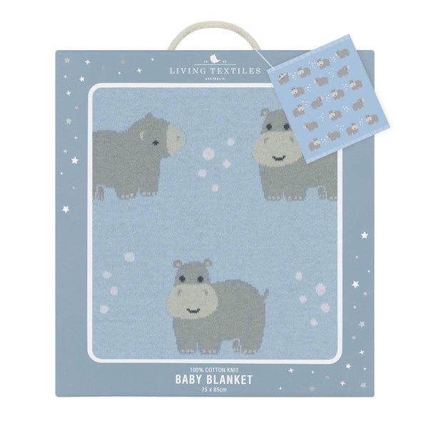 100% Cotton Knit Baby Blanket - Hippo 2025 CBH